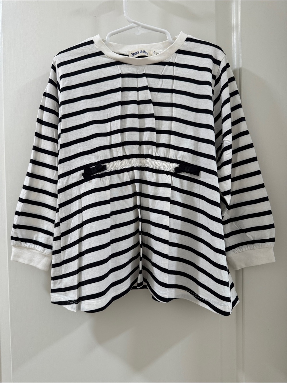 Japan Shoo la rue Black & White Striped Girls' Long Sleeve Top